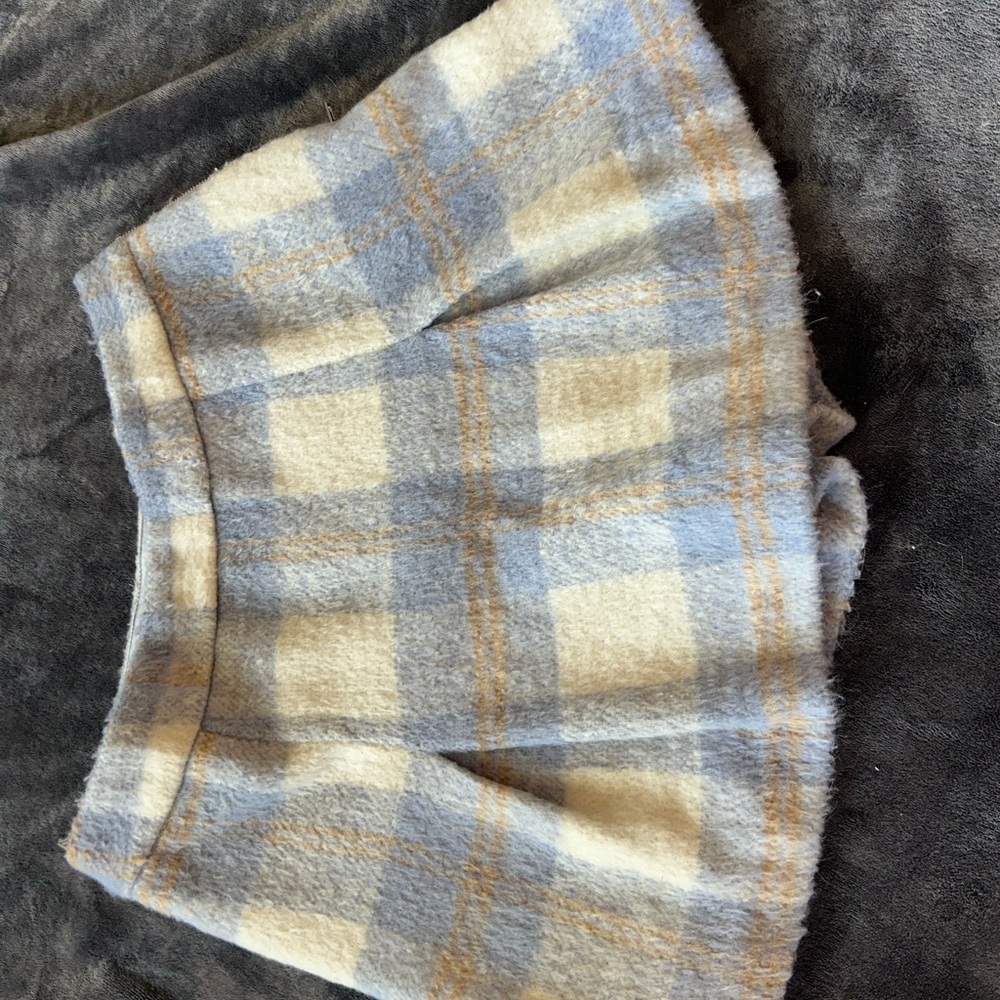 Jacqui E Plaid Skort in Blue and Cream